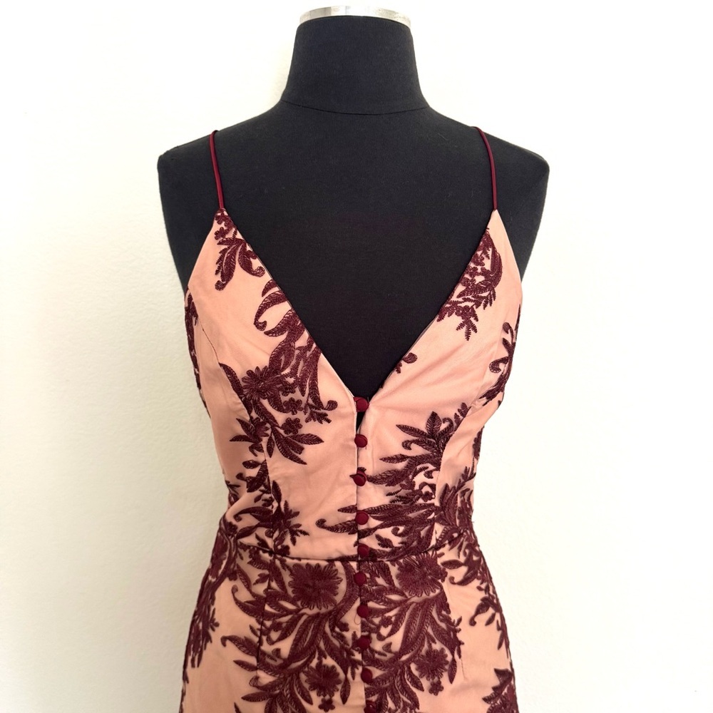 Anthropologie Finders Keepers Spectral Burgundy Lace Maxi Dress Size XS - Picture 8 of 11